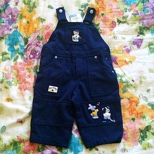 👶NWT KRU Navy blue fleece overalls Kid's 6-9 mos
